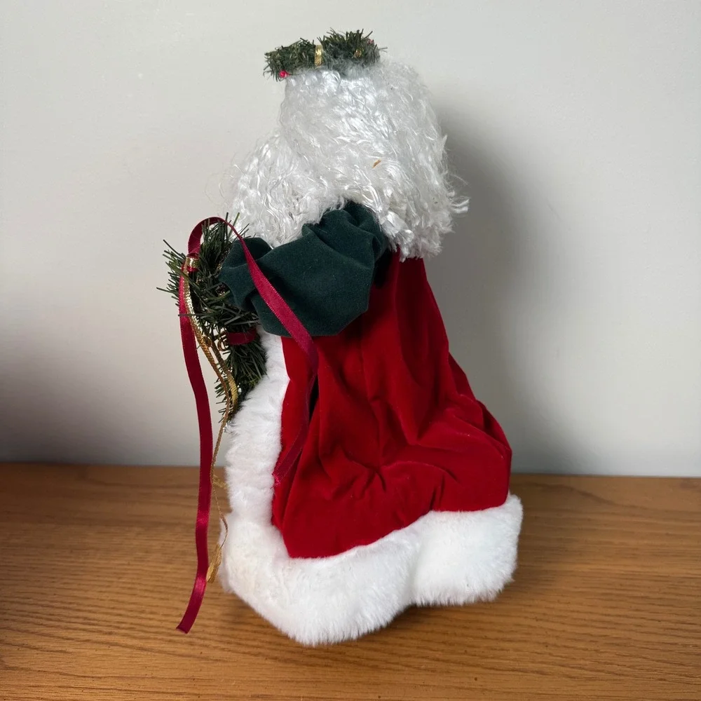 Midwest Importers Vintage Santa Claus Figure 12 Inch Red Velvet‎ Green Robe Box